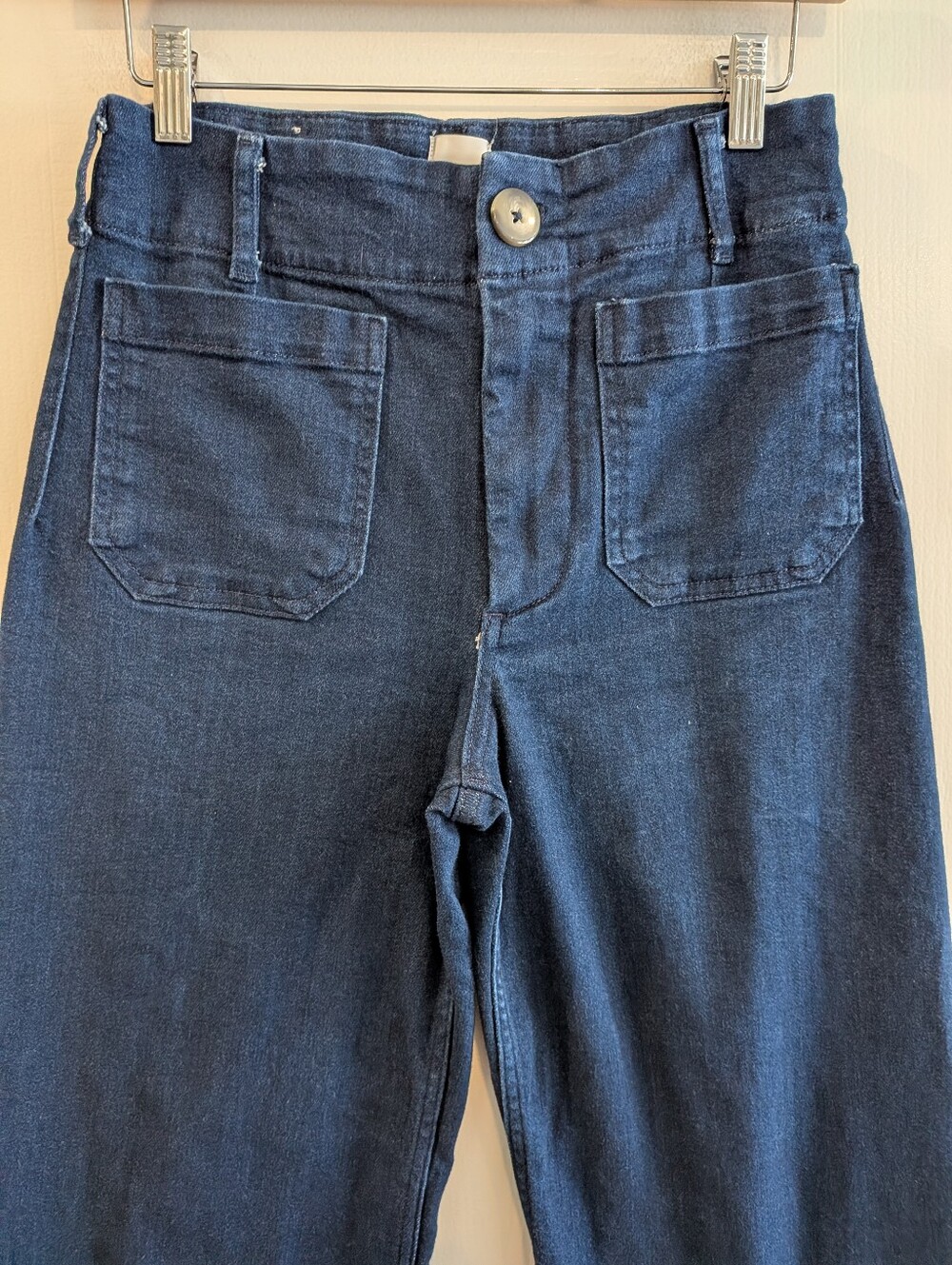 Anthropologie Maeve Colette Scallop Hem Crop Wide Leg Jeans Dark Wash Size 28P - Picture 4 of 14